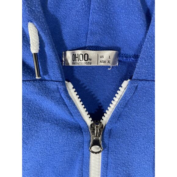 OHOO and Company Blue Hoodie Zippered Sweatshirt Jacket Size Large - Picture 4 of 7